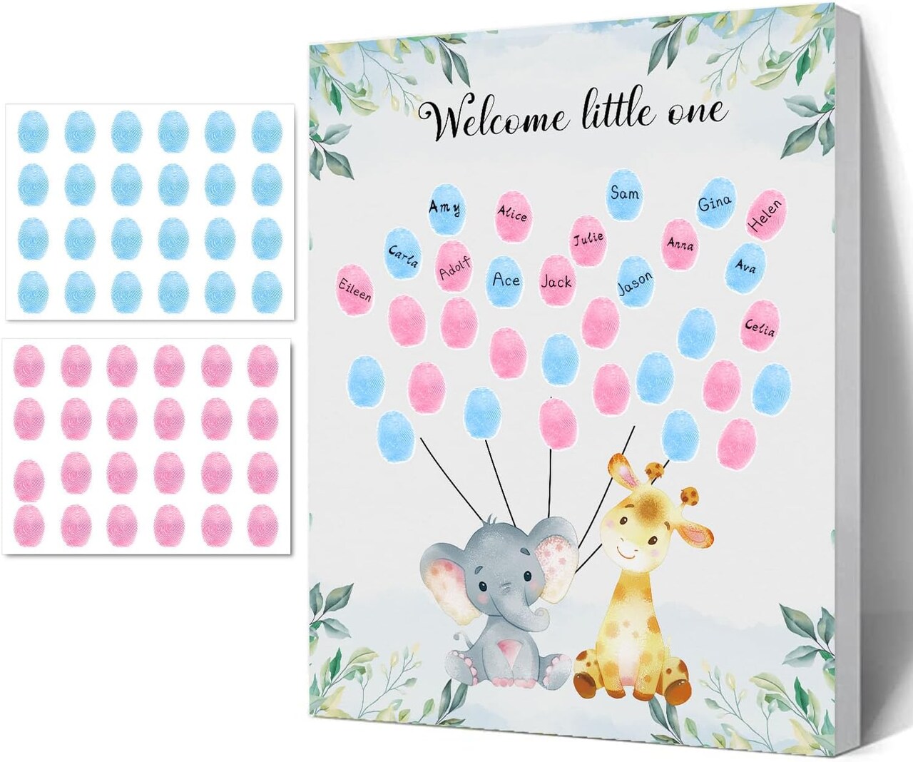 Gender Reveal Fingerprint Tree Sign, Baby Shower Guest Book, Canvas Decor for Boy and Girl Baby Shower, Baby Gender Reveal Party Ideas
